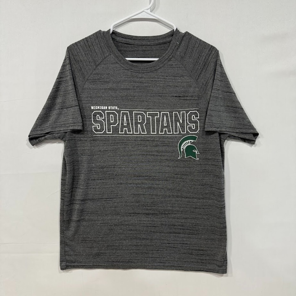 Michigan State Spartans Athletic T-Shirt Men L Gray Heather Performance‎ Tee